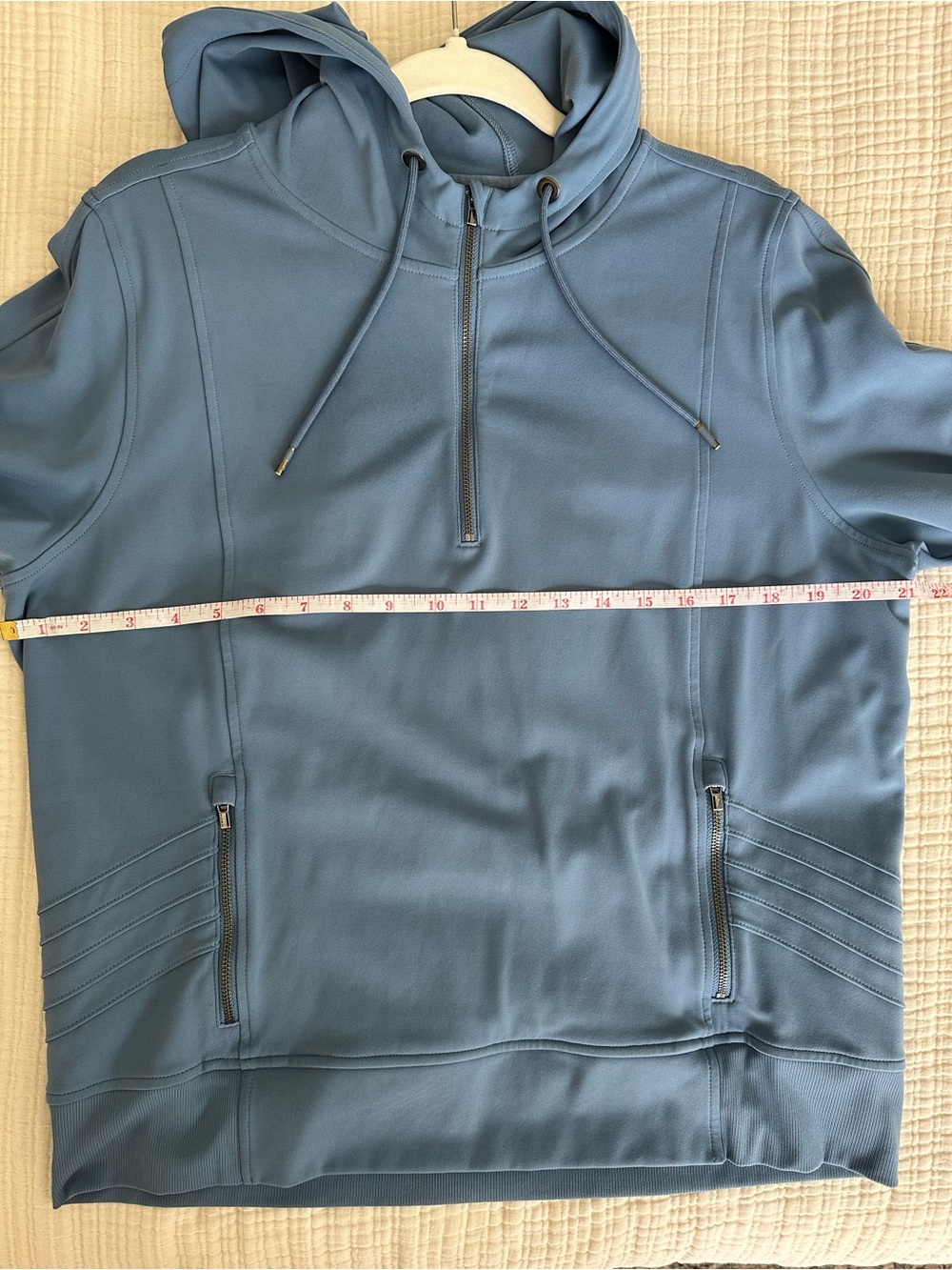 Athleta Venice Moto Hoodie Blue Size L Pullover 1/4 Zip Pockets Athleisure - Picture 4 of 7